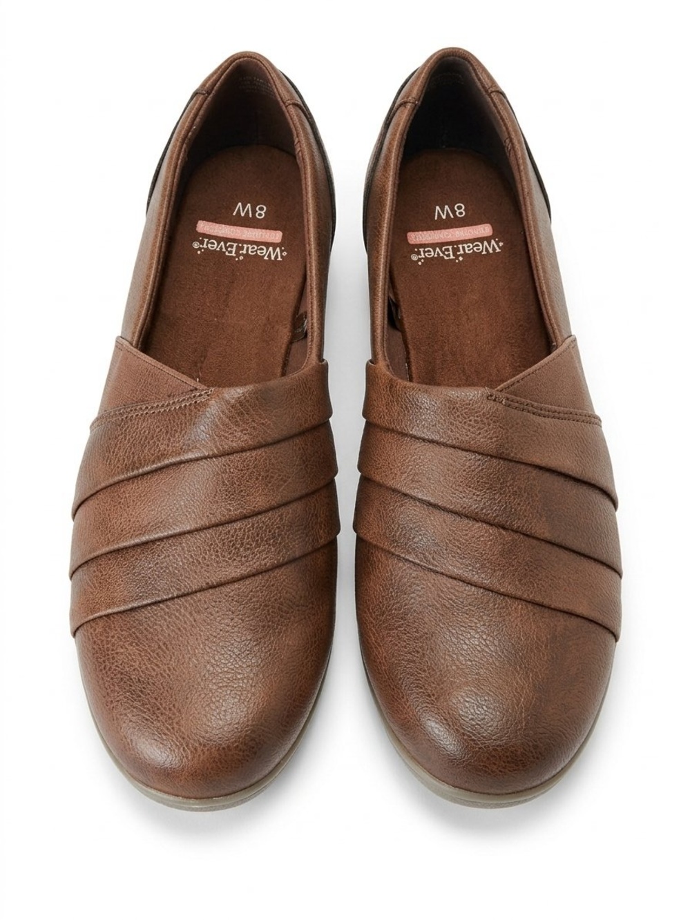NIB Wear.Ever Brown Slip-On Comfort Loafers Size 8W Wide Width